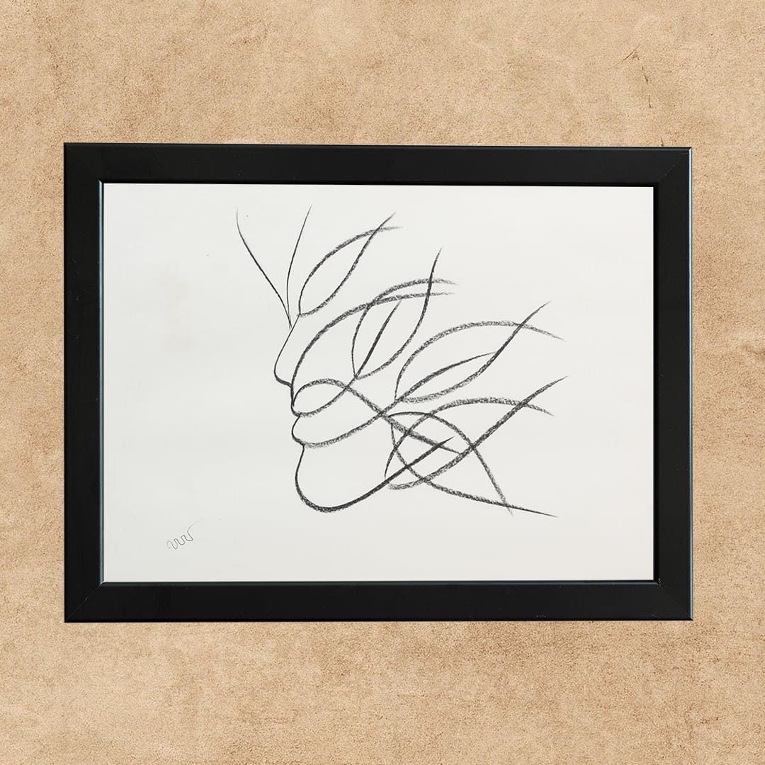Abstract line portrait in profile